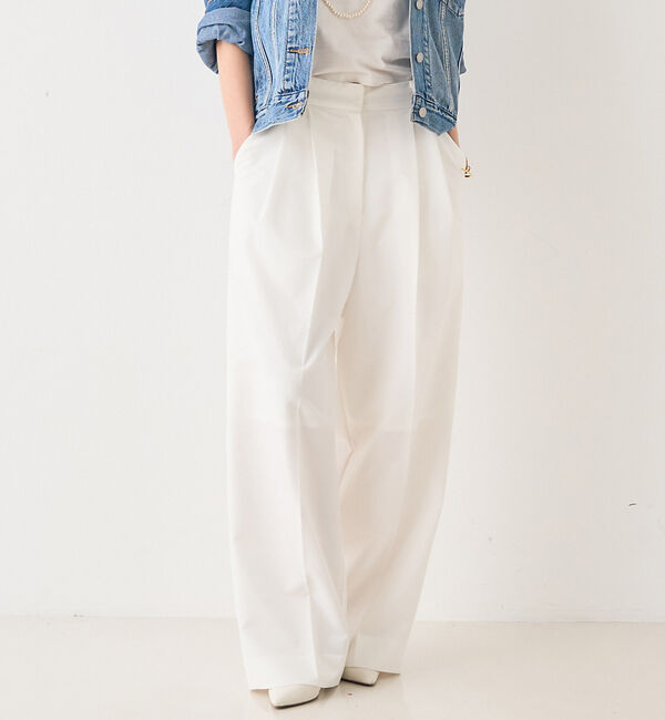 Rouge vif「ストレッチツータックワイドパンツ」|その他|オフホワイト