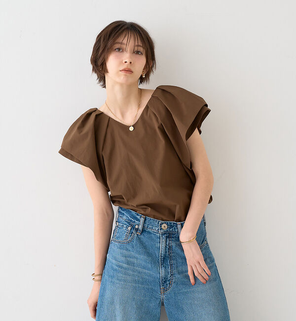 Rouge vif「【一部店舗限定】Vネックボリュームスリーブブラウス」|シャツ・ブラウス|