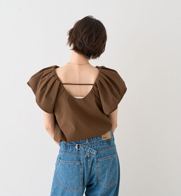 Rouge vif「【一部店舗限定】Vネックボリュームスリーブブラウス」|シャツ・ブラウス|