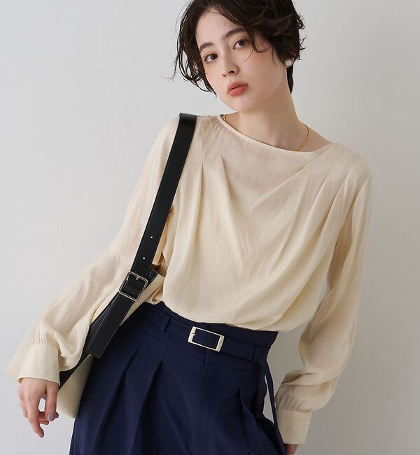 Rouge vif「【一部店舗限定】ドレープサテンブラウス」|シャツ・ブラウス|オフホワイト