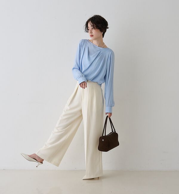 Rouge vif「【一部店舗限定】ドレープサテンブラウス」|シャツ・ブラウス|