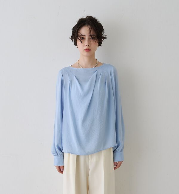 Rouge vif「【一部店舗限定】ドレープサテンブラウス」|シャツ・ブラウス|