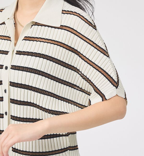 Rouge vif「リブドルマンス襟付きニットカーディガン/プルオーバー【予約】」|ニット・セーター|