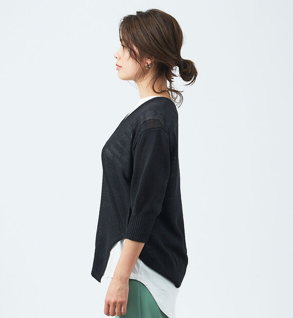 qualite「レイヤードVネックアシメニット」|ニット・セーター|
