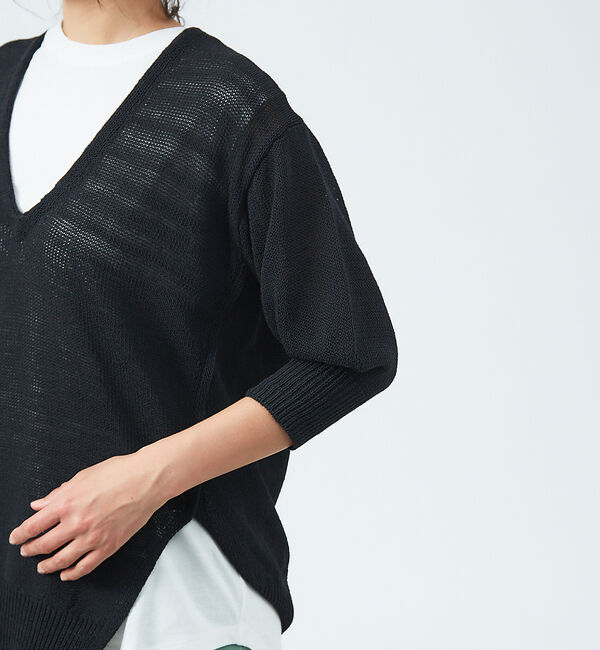 qualite「レイヤードVネックアシメニット」|ニット・セーター|