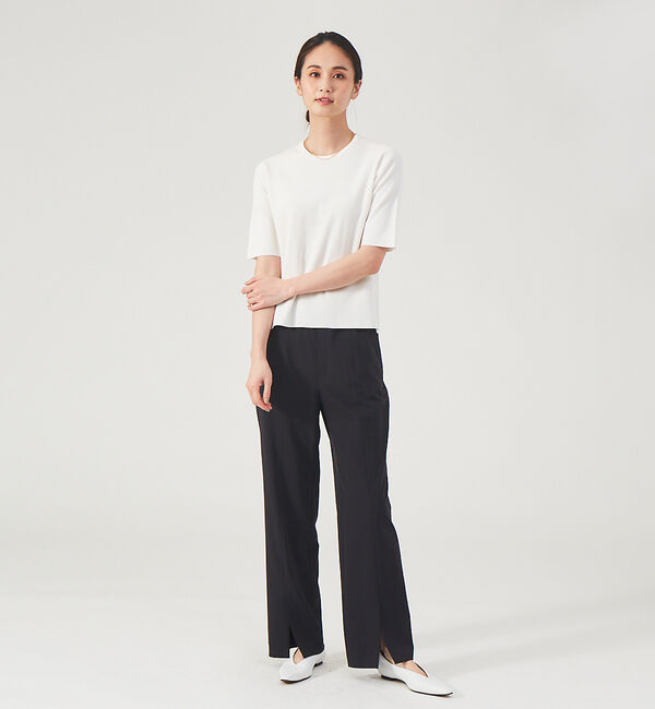 qualite「ウォッシャブルクルーネックニットT」|ニット・セーター|