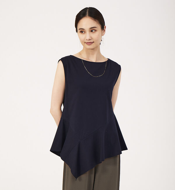 qualite「ペプラムフレアカットソー」|Tシャツ・カットソー|ネイビー