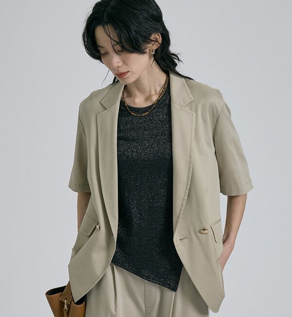 qualite「【接触冷感＆セットアップ対応】ライトデニムハーフスリーブジャケット」|その他|