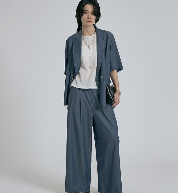 qualite「【接触冷感＆セットアップ対応】ライトデニムハーフスリーブジャケット」|その他|