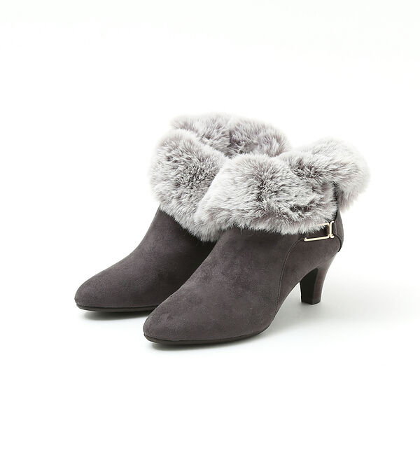 AU BANNISTER「【スノーソール/2WAY】折り返しボアヒールブーツ」|ショートブーツ|