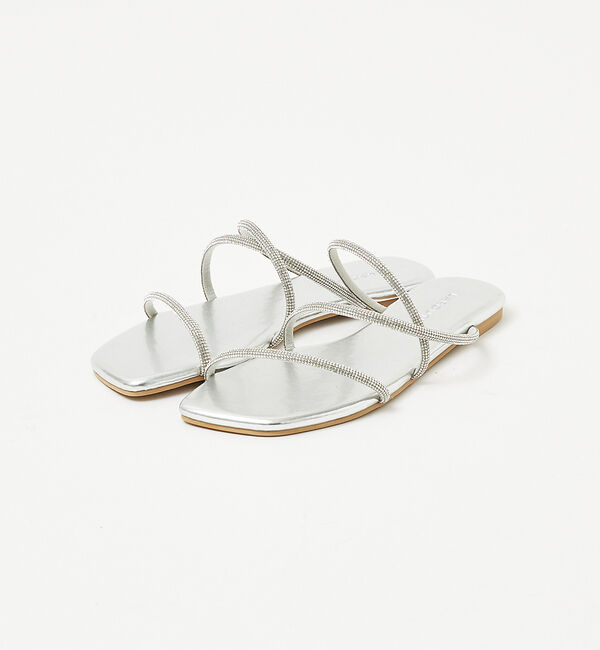 AU BANNISTER「【LAROUTE】グリッターコードフラットサンダル」|サンダル|シルバー