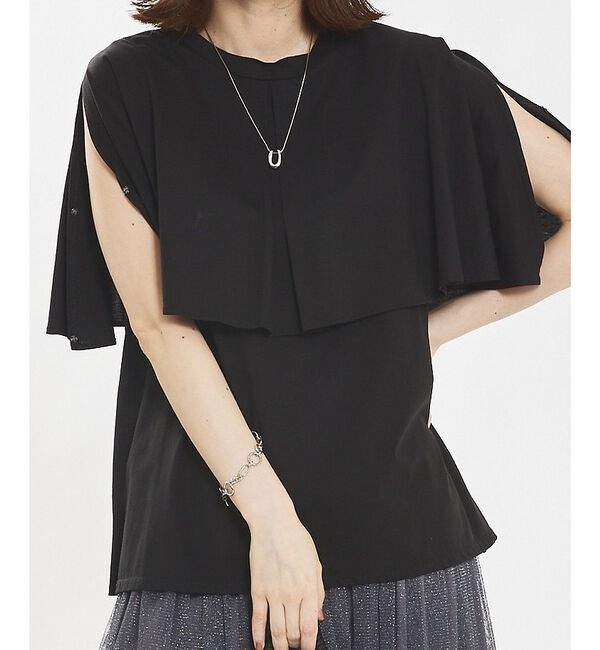 abahouse mavie「シルケットマルチWAYケーププルオーバー」|Tシャツ・カットソー|ブラック