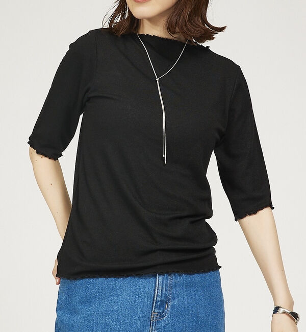 abahouse mavie「メロウスパーク5分袖プルオーバー」|Tシャツ・カットソー|ブラック