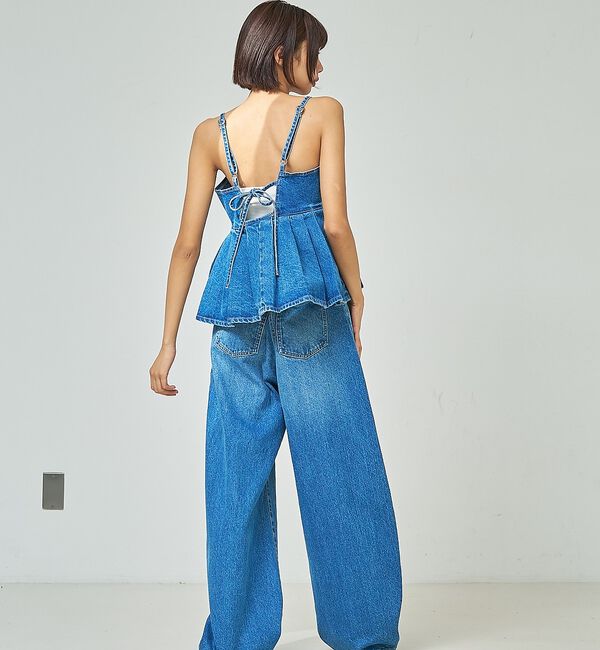 abahouse mavie「ウォッシュドデニムキャミ/レイヤード/バックリボン/春服/夏服」|キャミソール|