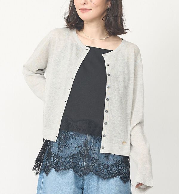 abahouse mavie「【さりげないラメ】シアーカーディガン【予約】」|カーディガン|グレー
