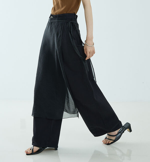 NOMINE「シアー ラップ  スカート」|スカート|ブラック