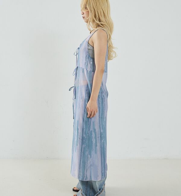 NOMINE「【前後着用可】水彩アート ニュアンス柄 2WAY シアー キャミワンピース ロン」|ワンピース|