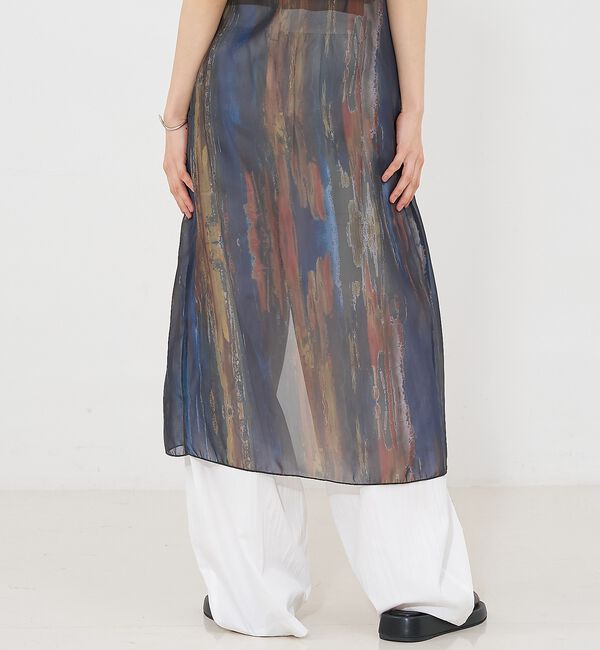 NOMINE「【前後着用可】水彩アート ニュアンス柄 2WAY シアー キャミワンピース ロン」|ワンピース|