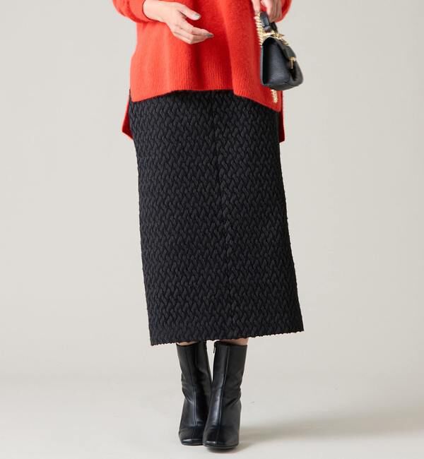 TIARA「モールふくれジャカードタイトスカート」|スカート|ブラック