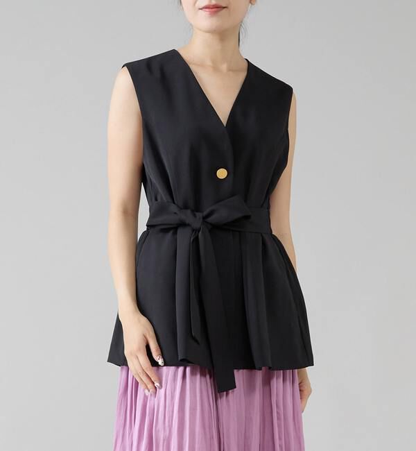 TIARA「リボンアクセントジレ」|シャツ・ブラウス|ブラック