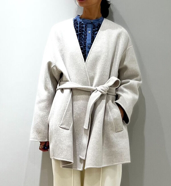 TIARA「ノーカラービッグコート」|その他|アイボリー