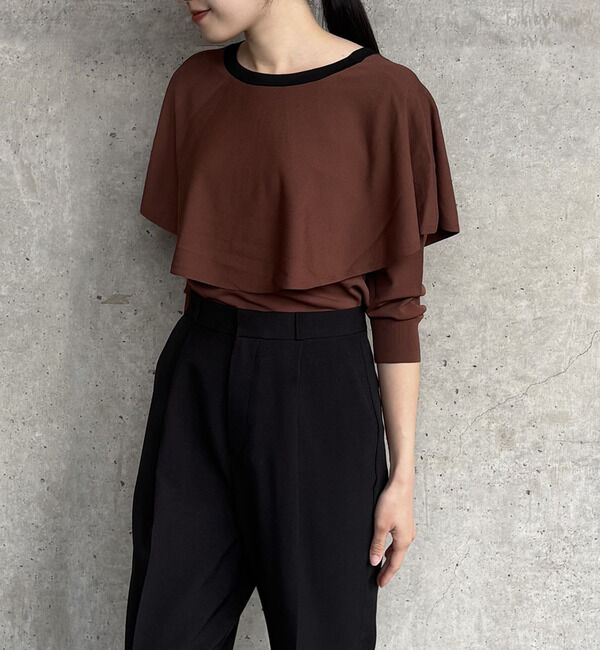 TIARA「Vネックケープニット」|ニット・セーター|ブラウン