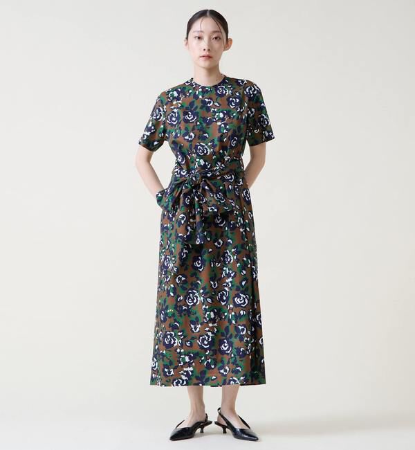 TIARA「オールドローズプリントリボンワンピース」|ワンピース|ブラウン