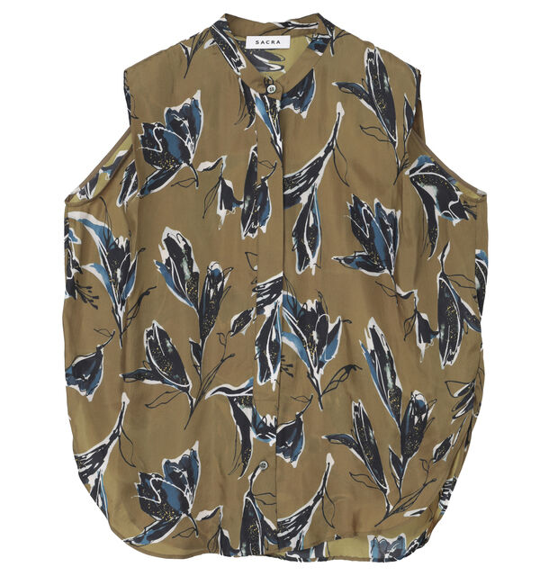 TIARA「【SACRA/サクラ】プリントブラウス」|シャツ・ブラウス|ベージュ