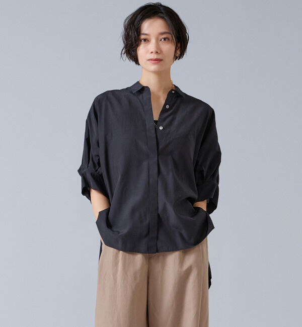 Liesse「オーガニックコットンワイドシャツ」|シャツ・ブラウス|ブラック