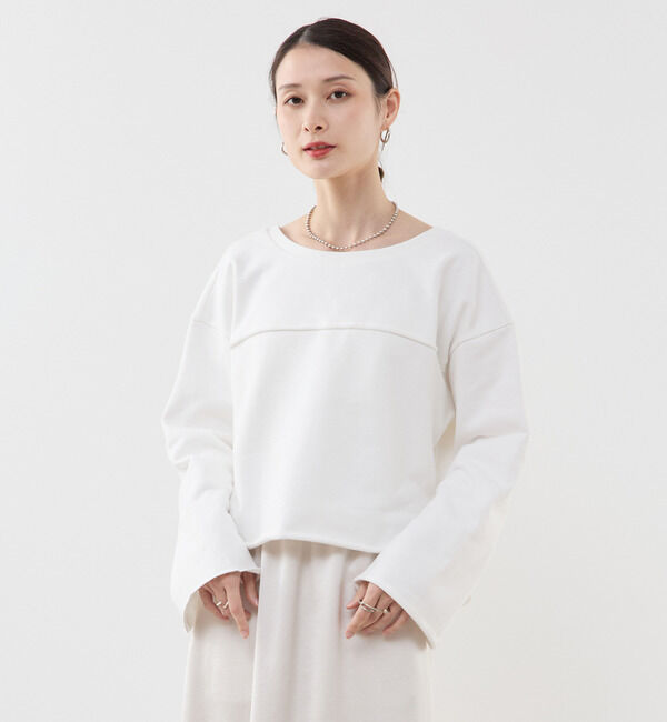 Soffitto「カットオフボートネックチュニック丈スウェット」|スウェット・ジャージ|オフホワイト