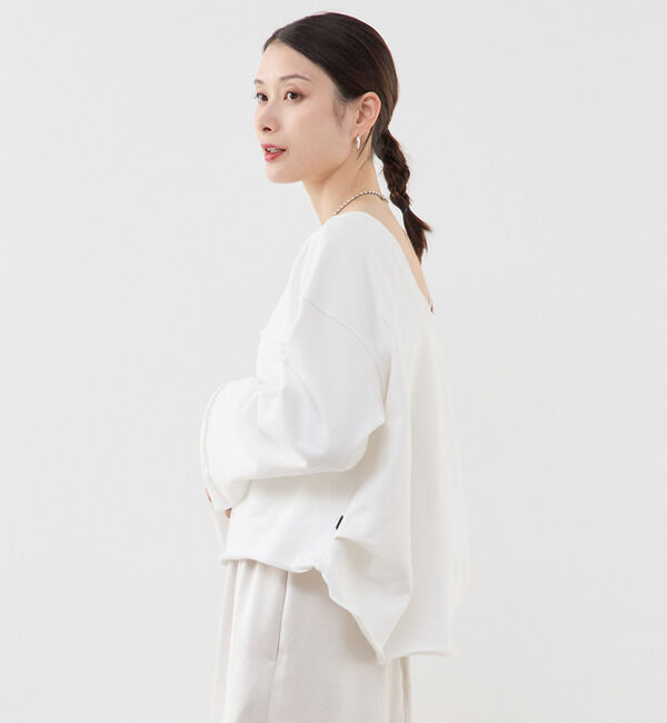 Soffitto「カットオフボートネックチュニック丈スウェット」|スウェット・ジャージ|