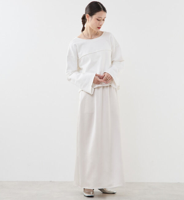 Soffitto「カットオフボートネックチュニック丈スウェット」|スウェット・ジャージ|