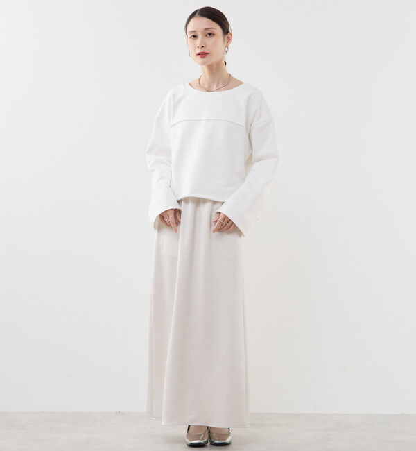 Soffitto「カットオフボートネックチュニック丈スウェット」|スウェット・ジャージ|