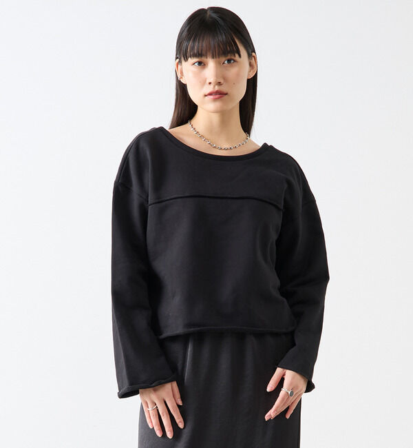Soffitto「カットオフボートネックチュニック丈スウェット」|スウェット・ジャージ|ブラック