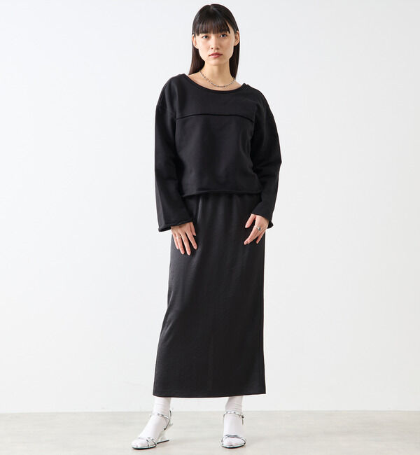 Soffitto「カットオフボートネックチュニック丈スウェット」|スウェット・ジャージ|