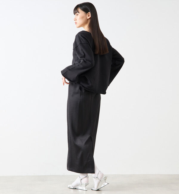 Soffitto「カットオフボートネックチュニック丈スウェット」|スウェット・ジャージ|