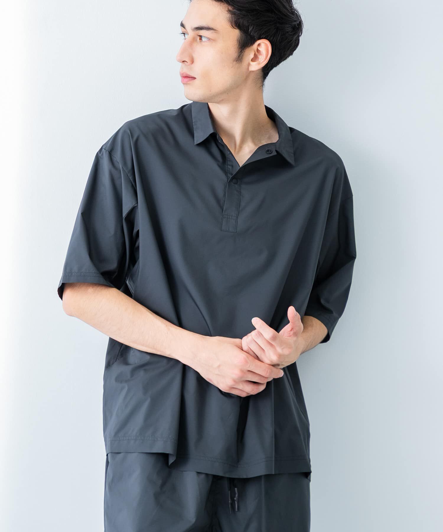 URBAN RESEARCH「SHADOW RIP リブポロシャツ」|ポロシャツ|チャコールグレー