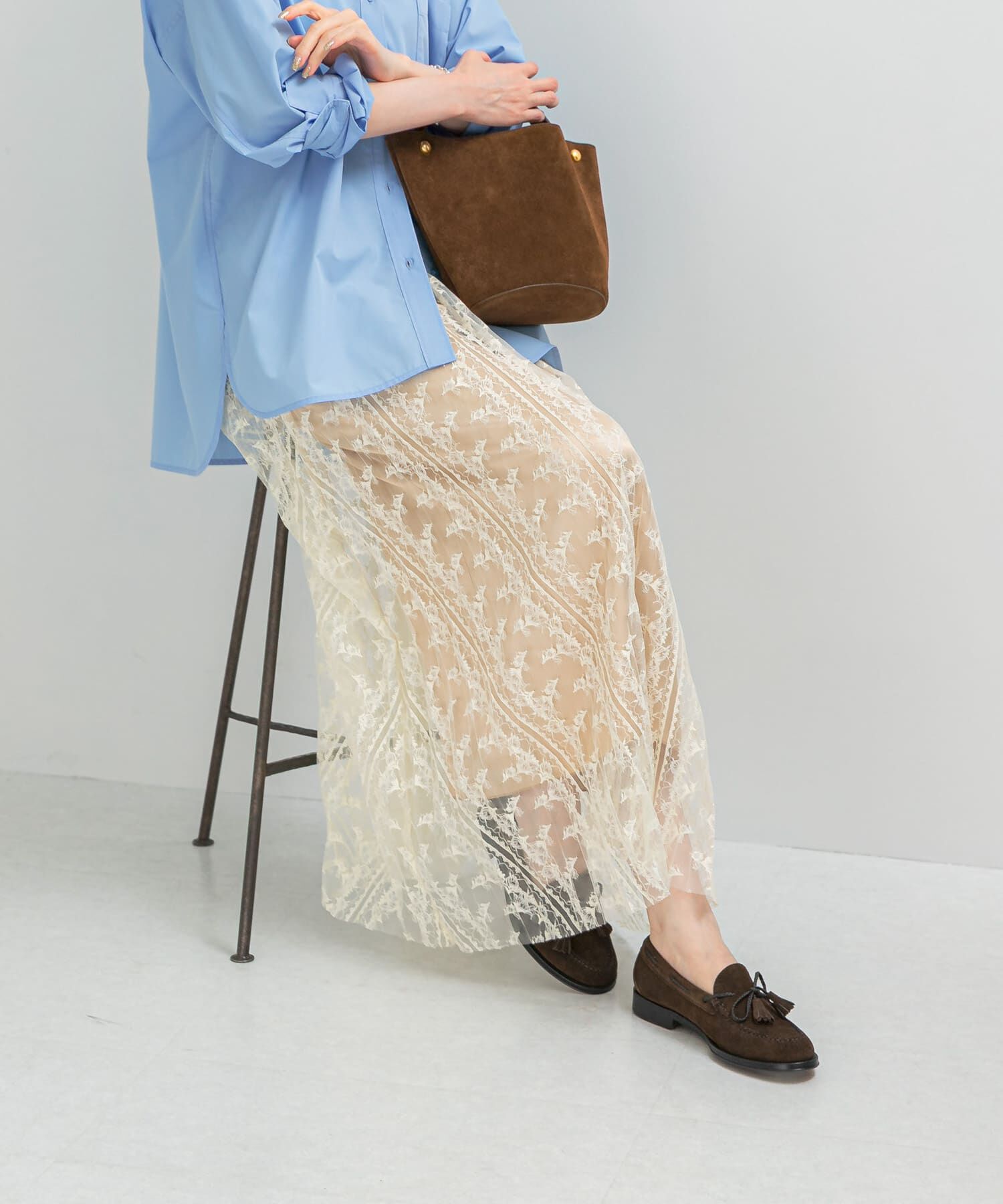 URBAN RESEARCH ROSSO「2WAYレイヤードレーススカート」|スカート|オフホワイト