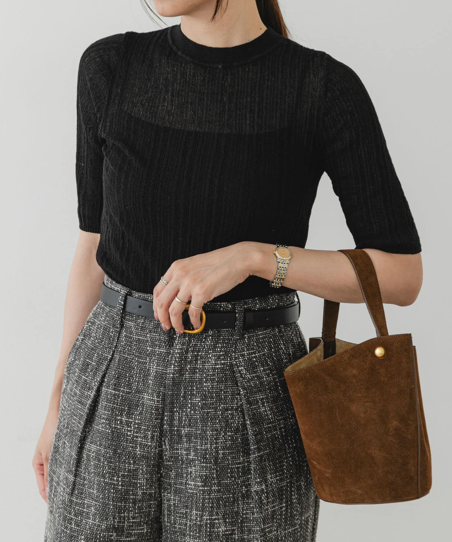 URBAN RESEARCH ROSSO「F by ROSSO　シアーリブ5分袖ニット」|ニット・セーター|