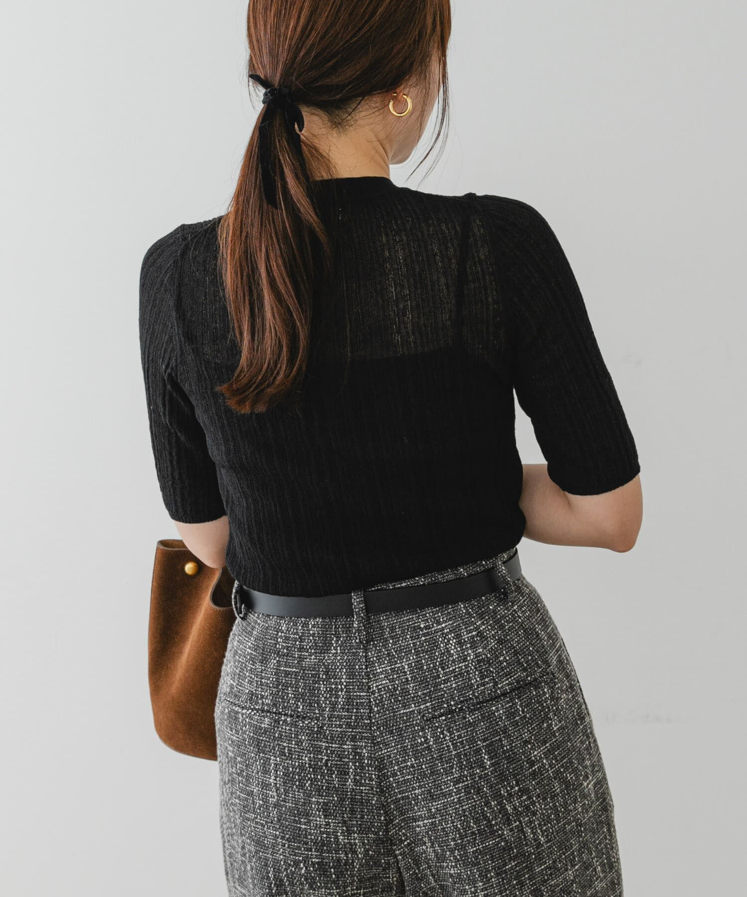 URBAN RESEARCH ROSSO「F by ROSSO　シアーリブ5分袖ニット」|ニット・セーター|