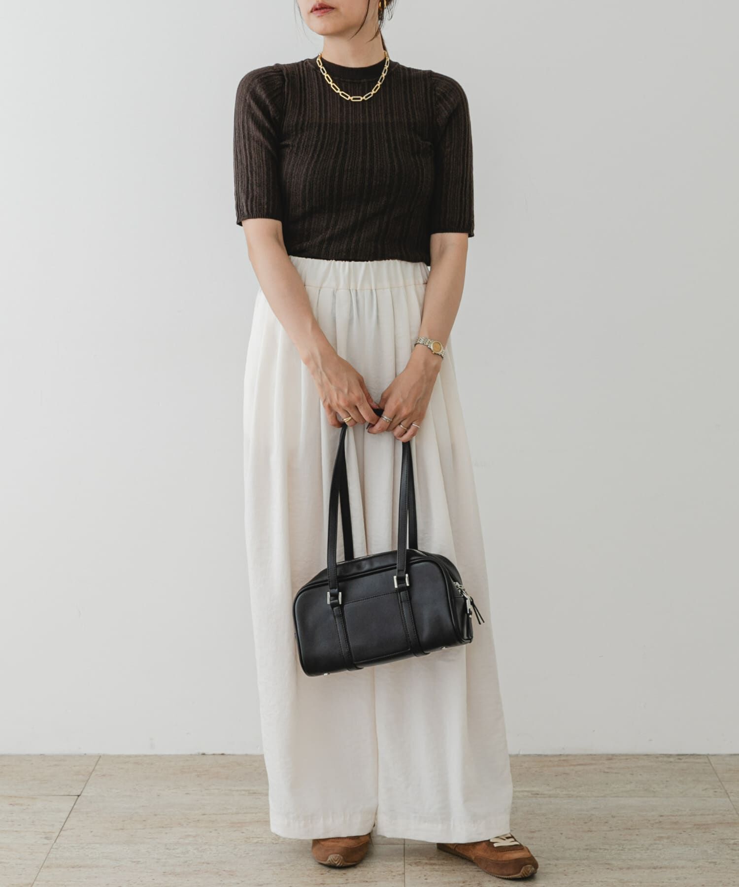 URBAN RESEARCH ROSSO「F by ROSSO　シアーリブ5分袖ニット」|ニット・セーター|