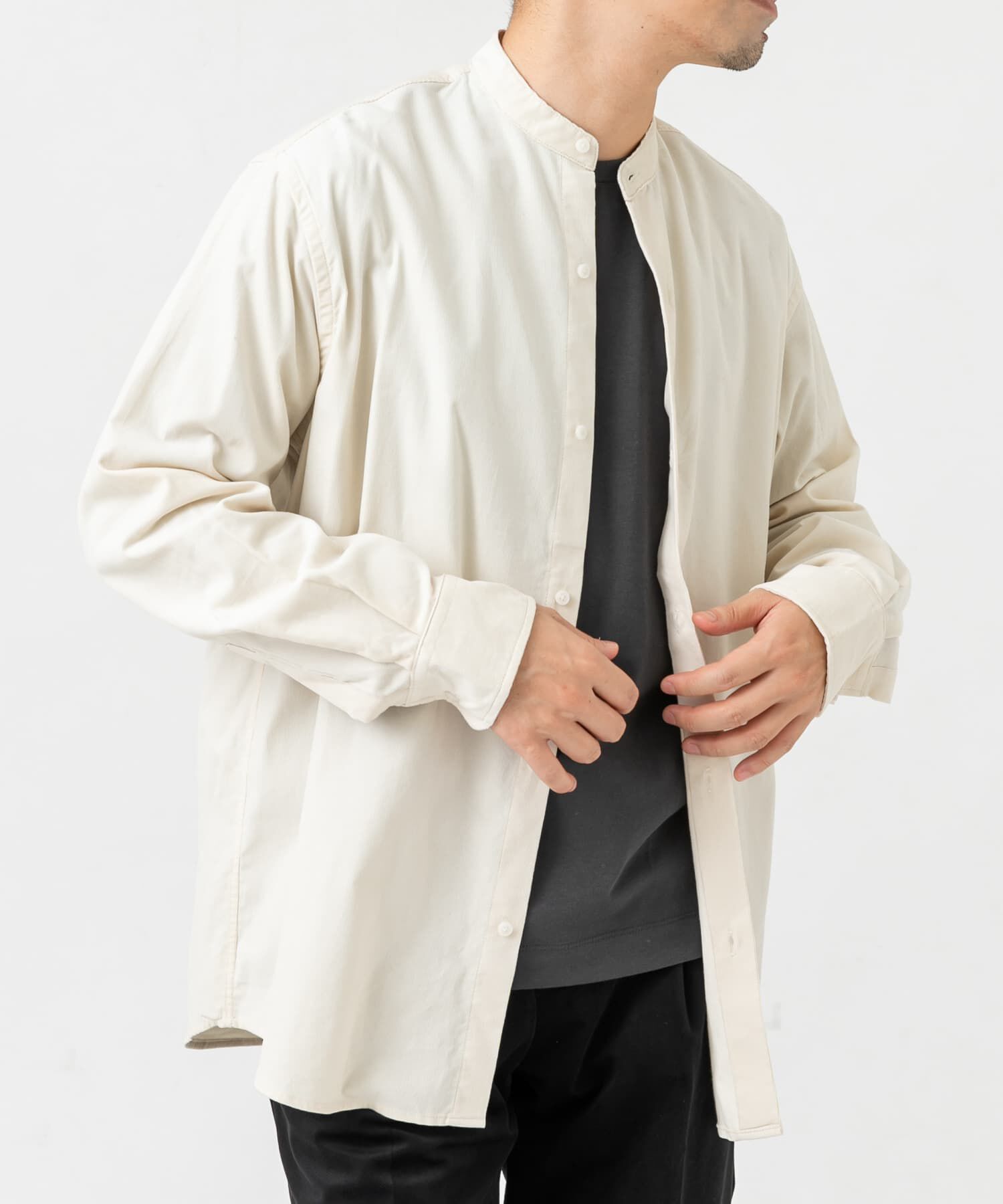 URBAN RESEARCH ROSSO「アーバンリラックスコーデュロイバンドシャツ」|シャツ・ブラウス|