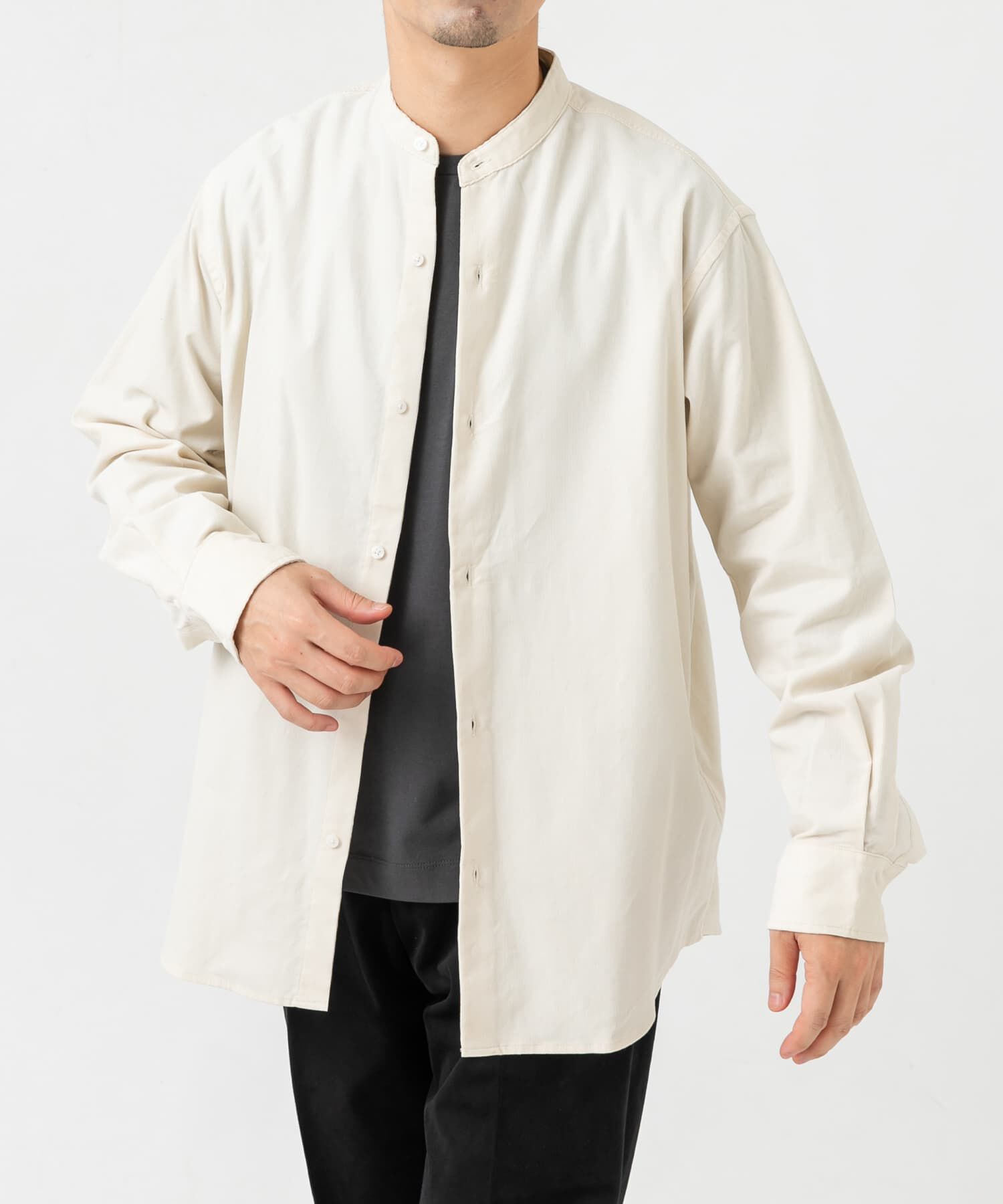 URBAN RESEARCH ROSSO「アーバンリラックスコーデュロイバンドシャツ」|シャツ・ブラウス|