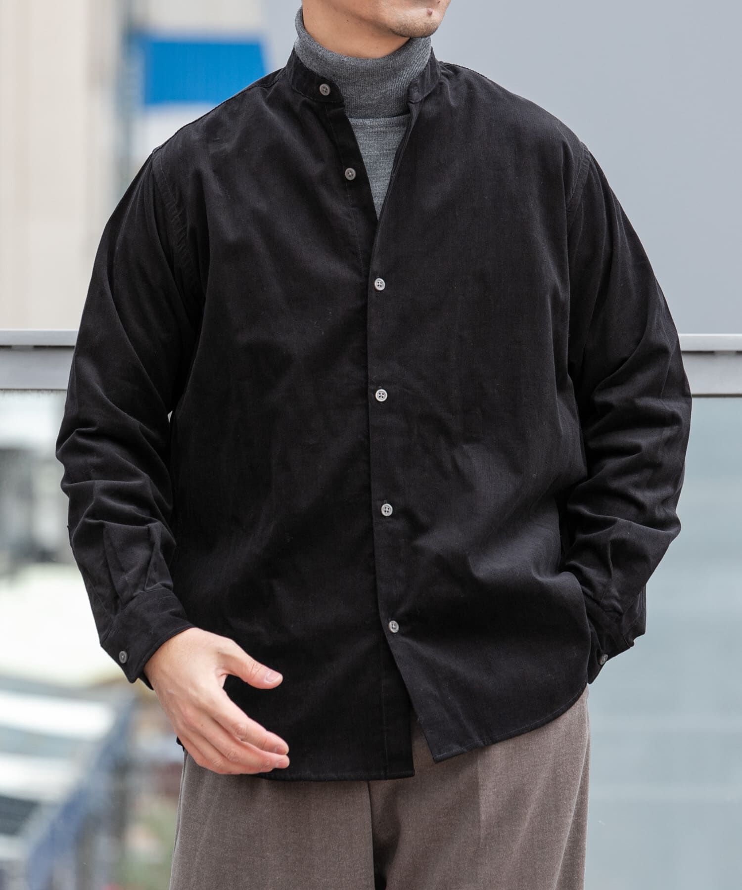 URBAN RESEARCH ROSSO「アーバンリラックスコーデュロイバンドシャツ」|シャツ・ブラウス|