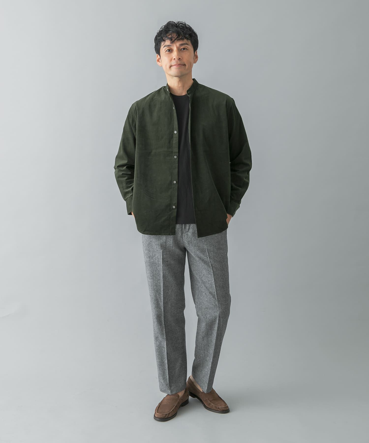 URBAN RESEARCH ROSSO「アーバンリラックスコーデュロイバンドシャツ」|シャツ・ブラウス|