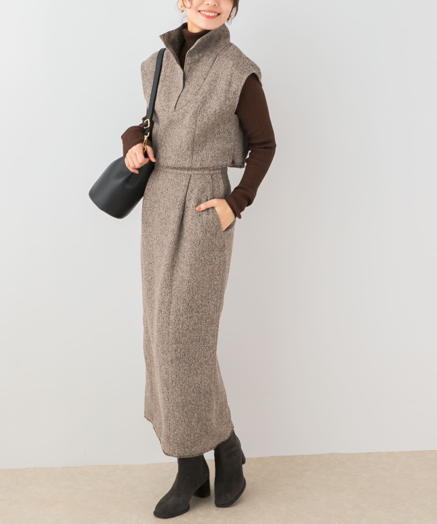 URBAN RESEARCH ROSSO「F by ROSSO　ツイードハーフZIPプルオーバー+スカート」|その他|