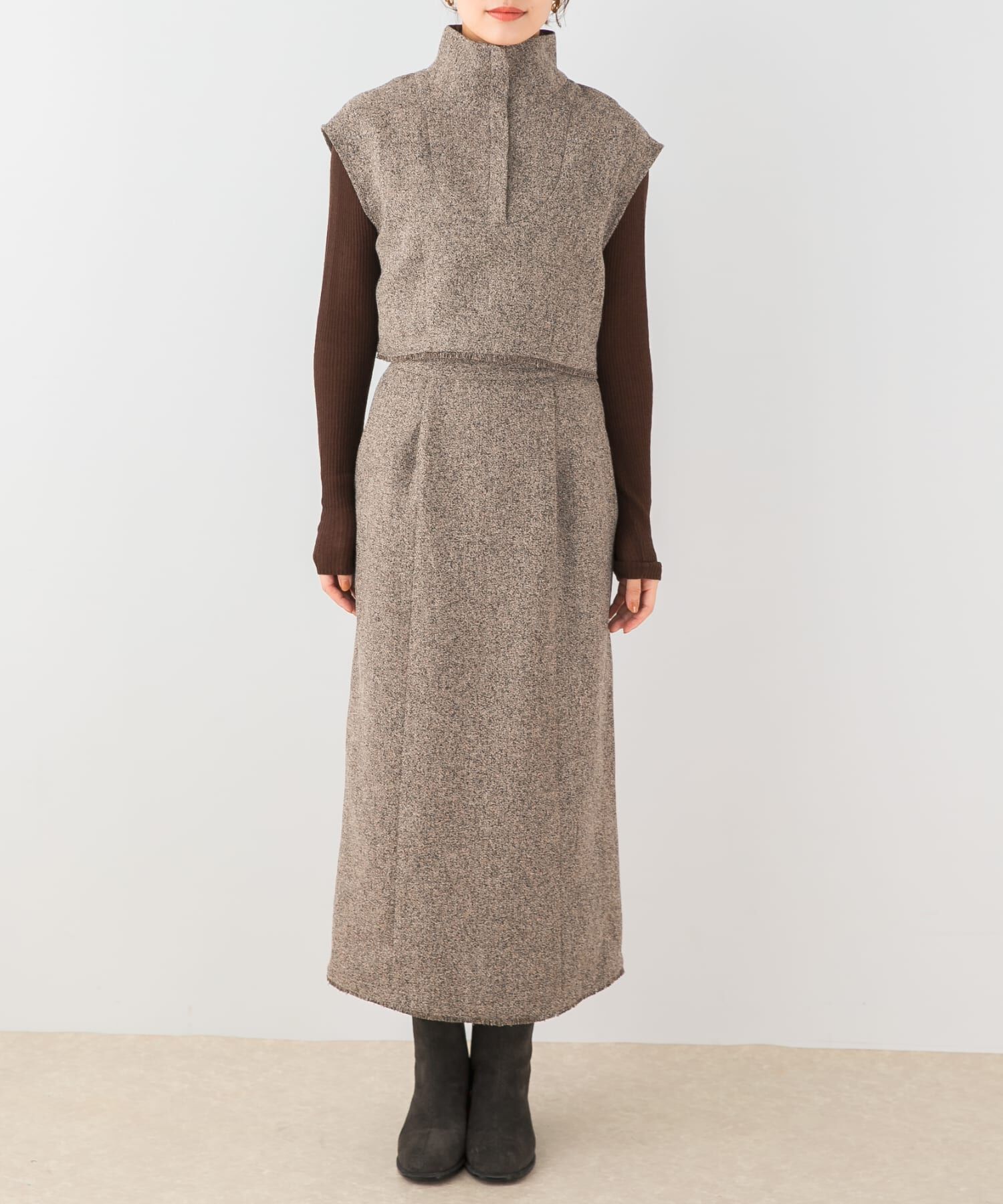 URBAN RESEARCH ROSSO「F by ROSSO　ツイードハーフZIPプルオーバー+スカート」|その他|