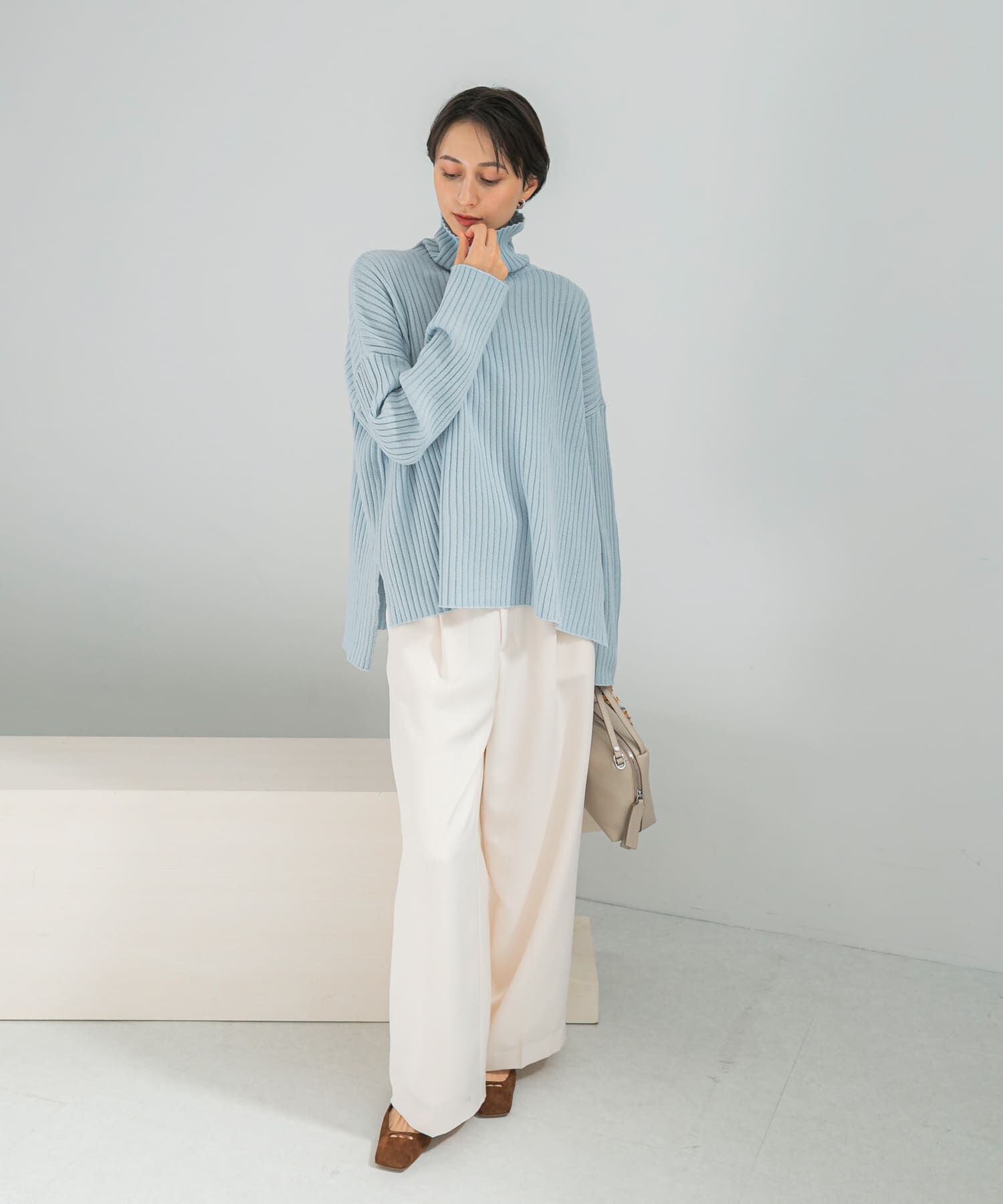 URBAN RESEARCH ROSSO「マシーンウォッシュ ワイドリブニット」|ニット・セーター|