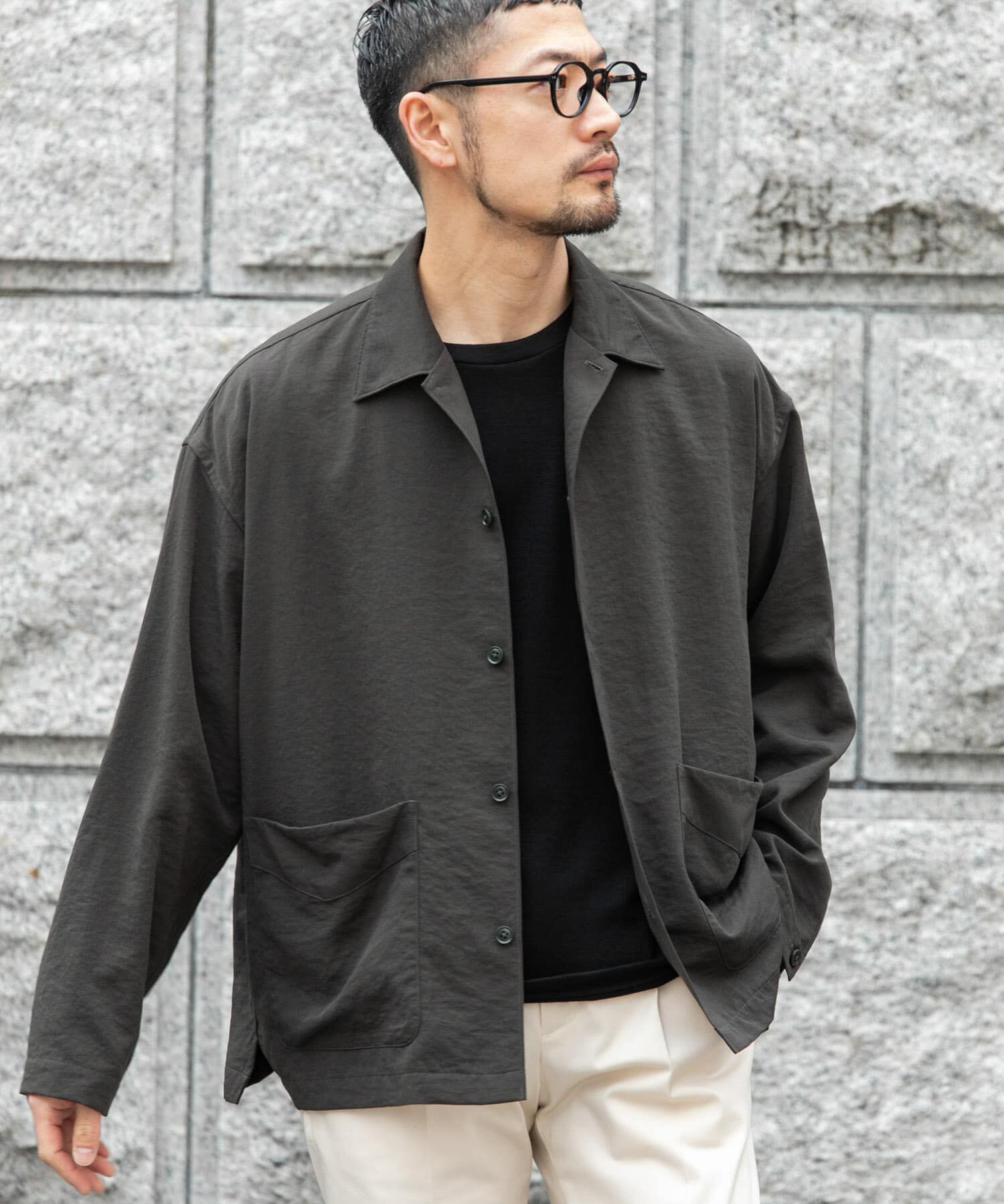 URBAN RESEARCH ROSSO「『セットアップ対応』ドライイージーシャツジャケット」|ノーカラーコート|