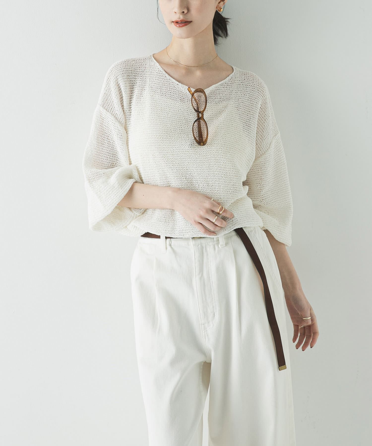 URBAN RESEARCH「ペーパーヤーンボートネックニット」|ニット・セーター|ホワイト